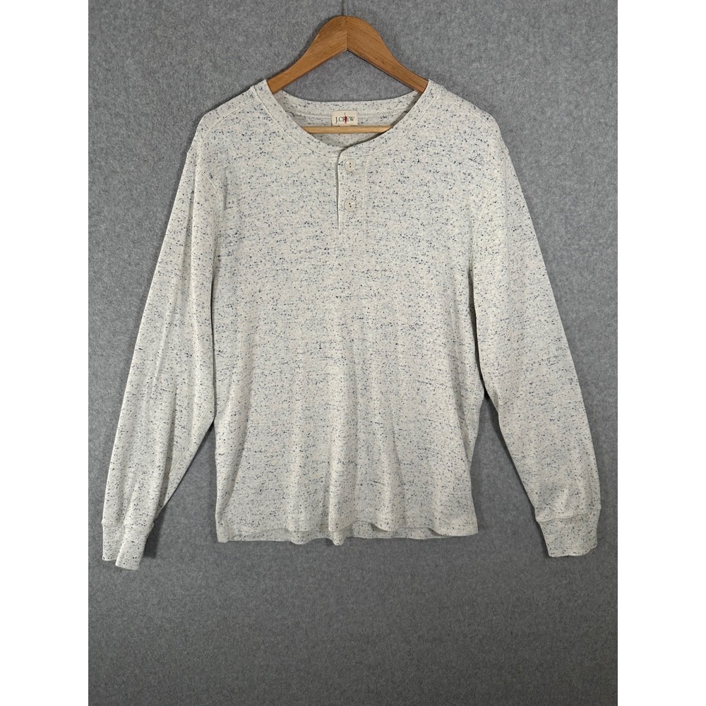 J.Crew Heritage Oarsman Mens Large Henley Shirt Long Sleeve Oatmeal Cream L